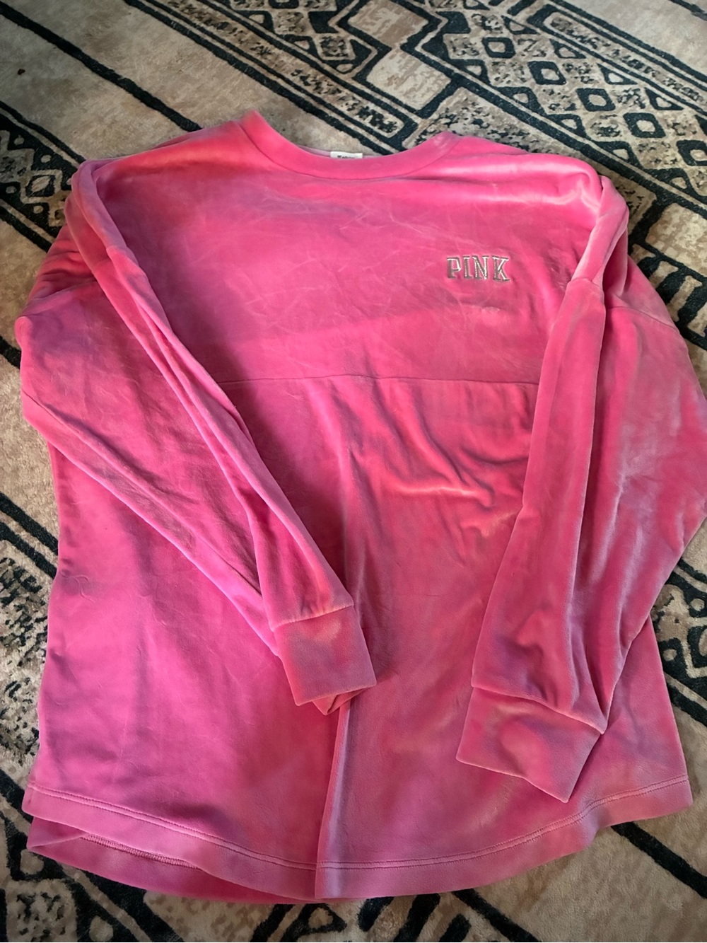PINK Victoria's Secret womens Long Sleeve Crewneck Top - Hot Pink